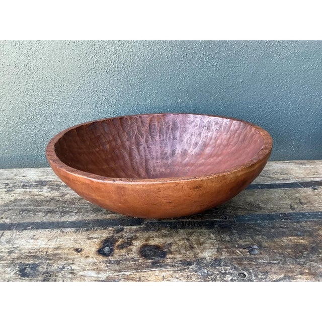 Wood Vintage Hand-Carved Wooden Salad Bowl For Sale - Image 7 of 13