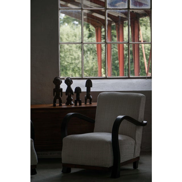 Set of Swedish Art Deco Lounge Chairs with Curved Armrests, 1930s For Sale - Image 16 of 17