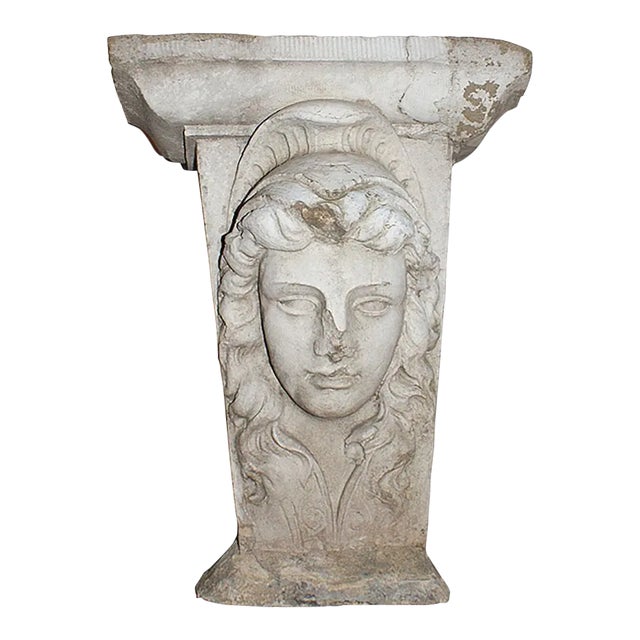 Terracotta Pedestal With the Face of Athena For Sale
