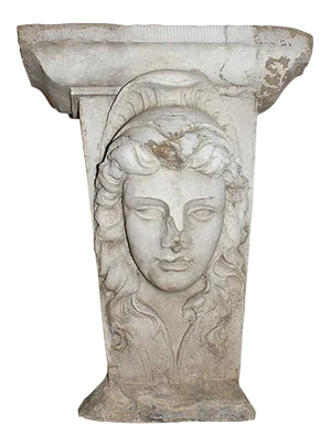 Terracotta Pedestal With the Face of Athena