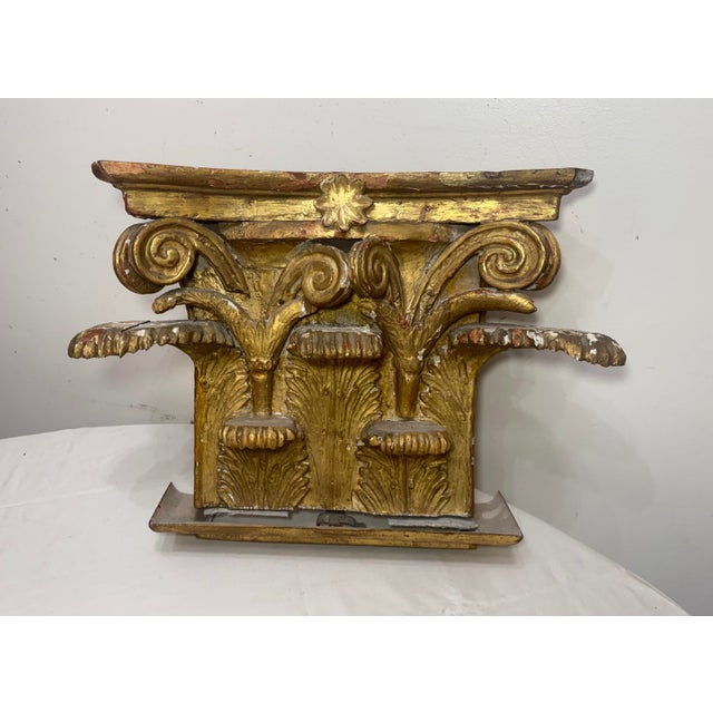 Up for sale is a large antique 18th century Italian gilt wooden architectural salvage corinthian wall sculpture. Handmade...