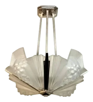 French Art Deco Pendant Chandelier signed by Atelier Petitot