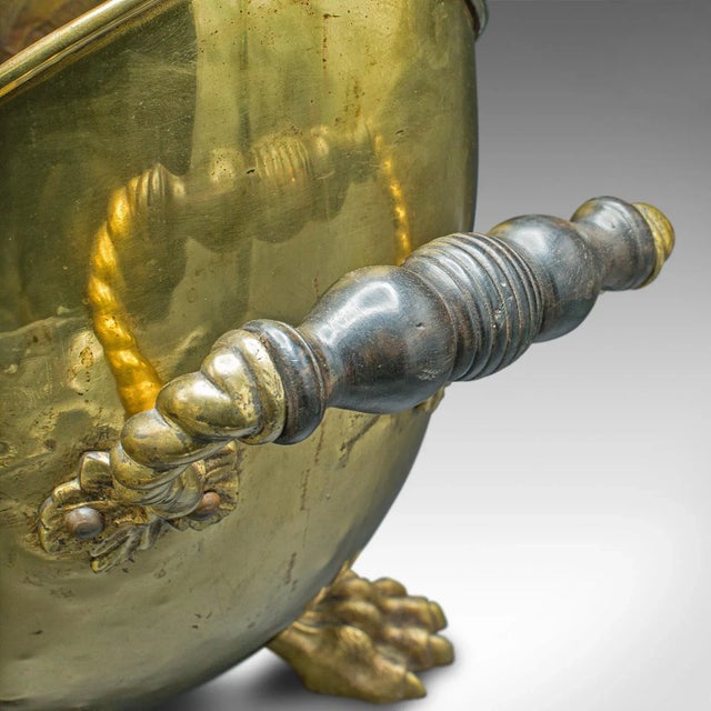 1850 Victorian Antique Country House Fireside Bin, Brass, Ebony, Decor, Fire Bucket For Sale - Image 12 of 12