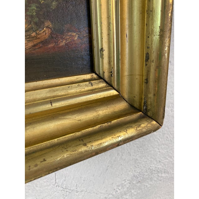 Late 19th Century Antique Oil on Canvas in Lemon Gold Gilt Frame For Sale - Image 5 of 12