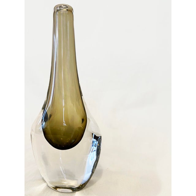Vintage Smoked Glass Vase by Nils Landberg for Orrefors Glassworks, Sweden, 1950s For Sale - Image 6 of 11