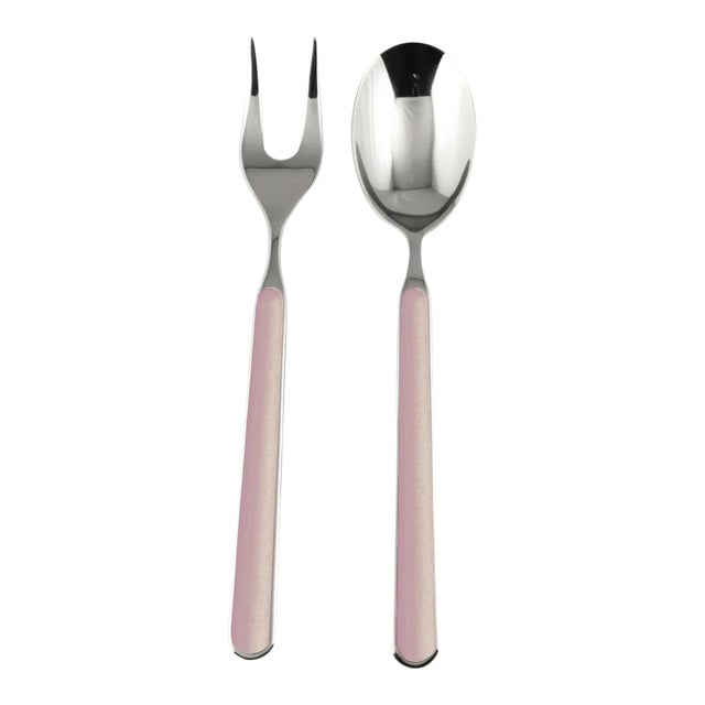 Mepra Fantasia 2-Piece Serving Set (fork & Spoon), Pale Rose For Sale