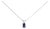 14K White Gold 6x4MM Emerald Cut Blue Sapphire Solitaire Pendant Necklace For Sale