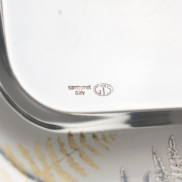 Roberto Sambonet Chrome Centerpiece Serving Bowl Dish With Copper Fern Design For Sale In Atlanta - Image 6 of 8