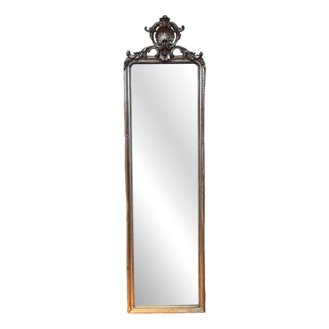 Louis Philippe Mirror with Pediment in Gilded Stuccoed Wood For Sale