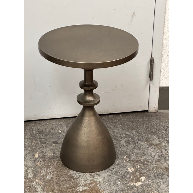 Arhaus Sculptural Bronze Finish Pedestal Martini Side Table For Sale - Image 11 of 12
