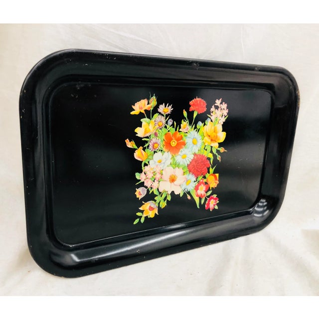 Mid 20th Century Vintage Floral Tray For Sale - Image 5 of 9