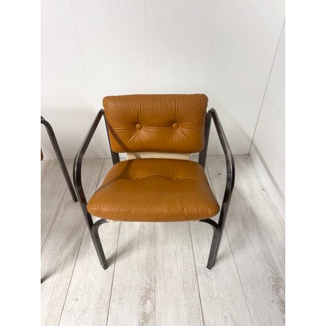 Italian Leather Chairs, 1970s, Set of 4 For Sale - Image 13 of 15