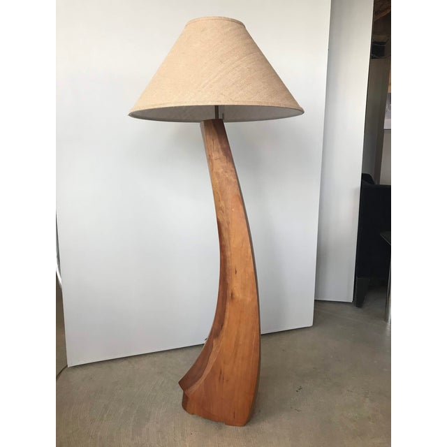 California Modern Cherry Wood Floor Lamp Chairish