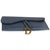 2010s Blue Grained Calfskin Small Saddle Pouch With Chain For Sale - Image 5 of 6