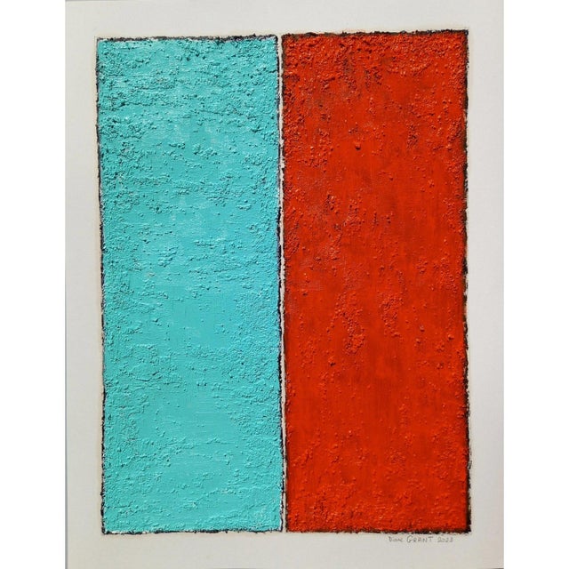 Fashion Inspired 'Blue and Orange' #1 Highly Textured Abstract Oil Painting For Sale - Image 10 of 10