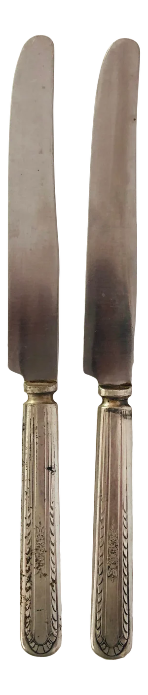 1930s H&t Mfg.co Silverplate Wentworth Dinner Knives- Set of 2