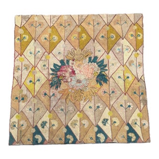 17th Century Antique Italian Florentine Tapestry With Central Flower Bouquet For Sale