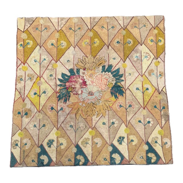 17th Century Antique Italian Florentine Tapestry With Central Flower Bouquet For Sale