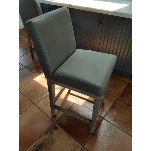 Restoration Hardware Leather Counter Stool A Pair Chairish