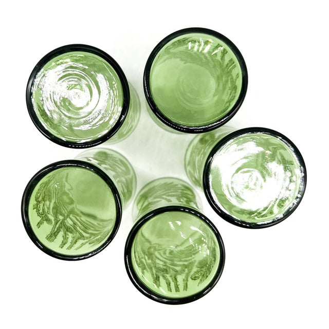 Vintage Green Fern Botanical Highball Glasses – Mid-Century Modern / Tropical - Set of 5 For Sale - Image 11 of 13