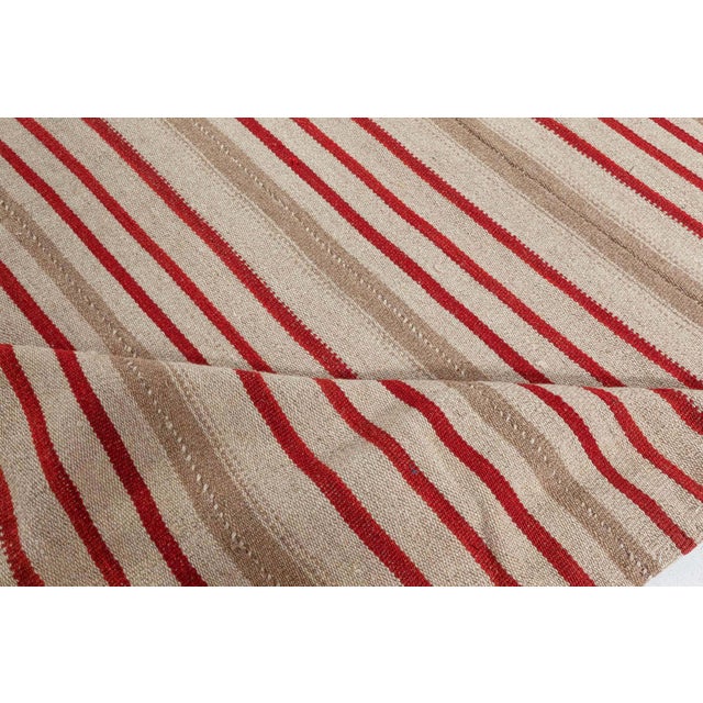 1950s Doris Leslie Blau Vintage Striped Light Beige Hand-Knotted Wool Runner For Sale - Image 5 of 9