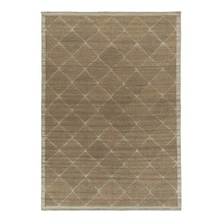 Rug & Kilim’s Scandinavian Kilim style Hemp rug in Beige-Brown Diamond Patterns - 3x12 For Sale