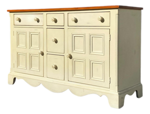 Vintage Painted Wood Sideboard With Paneled Doors