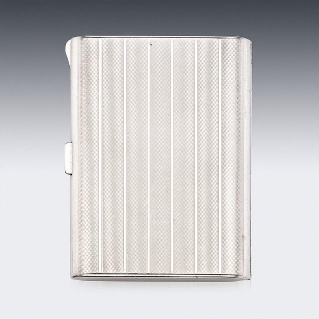 1920s 20th Century Art Deco Silver & Guilloche Enamel Cigarette Case, 1929 For Sale - Image 5 of 18