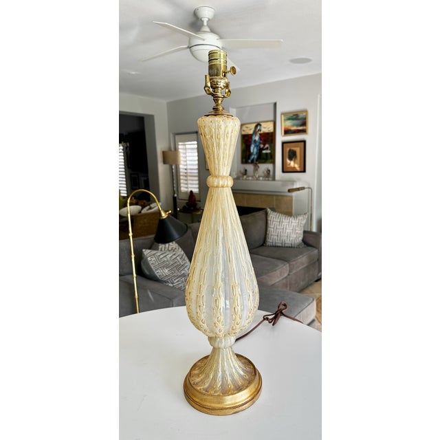 1950s 1950s Mid Century Modern Barovier & Toso Murano Coronado d'Oro Glass Table Lamp For Sale - Image 5 of 17