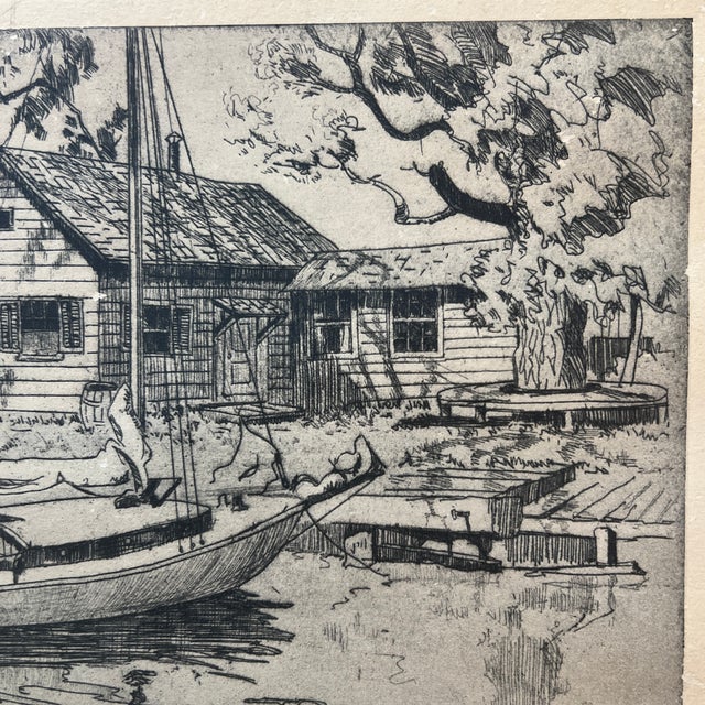 Printmaking Materials Early 20th Century Etching by Lionel Barrymore “Point Pleasant” For Sale - Image 7 of 12