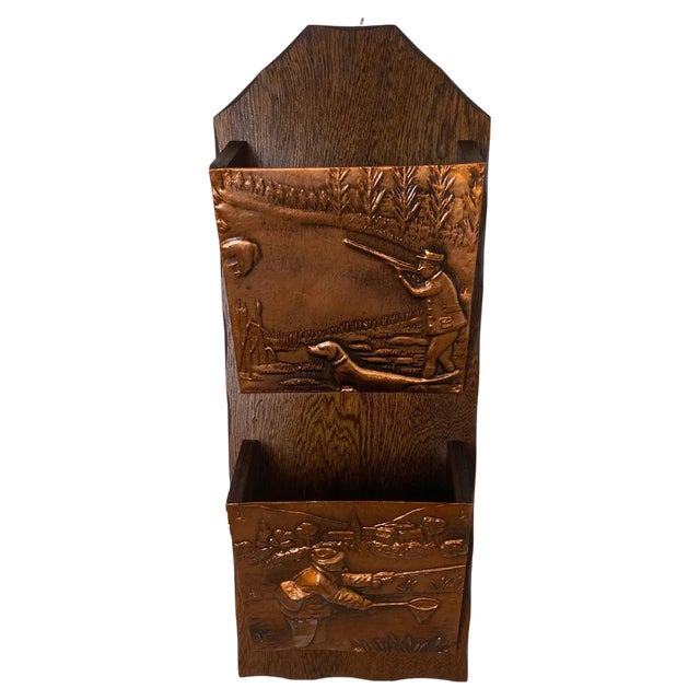 Wall Organizer in Cooper and Wood, France, 1960s For Sale