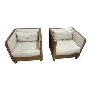 Restoration Hardware Deconstructed Club Chairs Set of Two For Sale