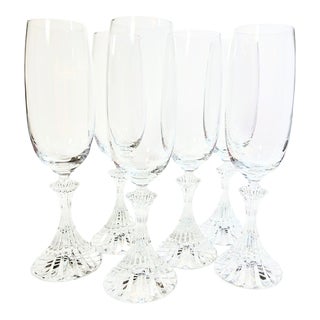Vintage Mikasa Crystal Champagne Flutes- Set of 6 For Sale