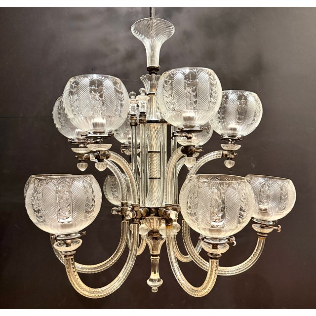 Victorian Early 20th Century Exquisite F. & C. Osler Style 12-Light Cut-Glass Chandelier For Sale - Image 3 of 12