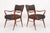 Mid-Century Modern Pair of Mid Century Modern Wood & Brown Upholstered Arm Chairs, 1950s For Sale - Image 3 of 11