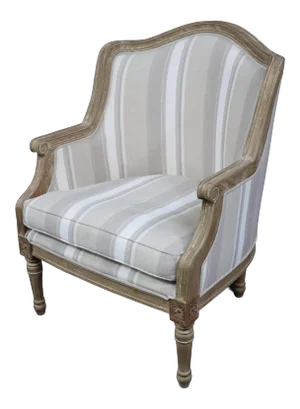 Louis XVI Style Linen Striped Bergere