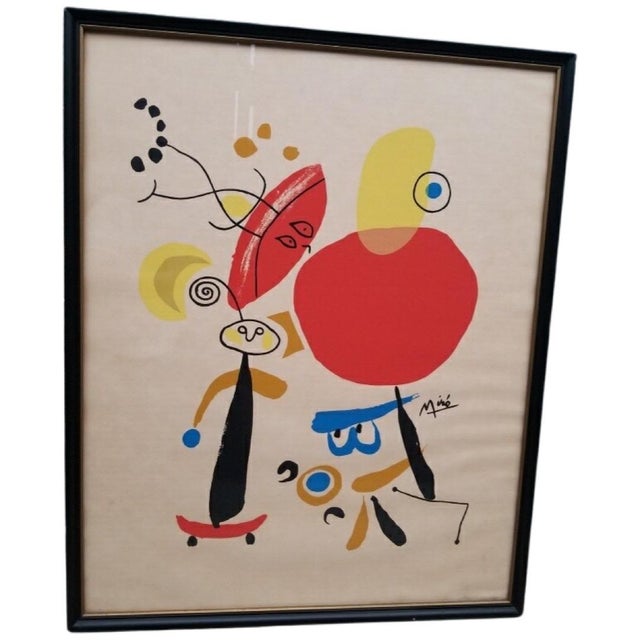Lithography by Joan Miro signed. Acquired from a collector's estate. In original condition, with minor wear consistent...