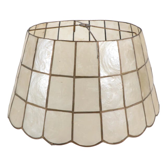 Vintage Geometric Pattern Capiz Shell Lamp Shade For Sale
