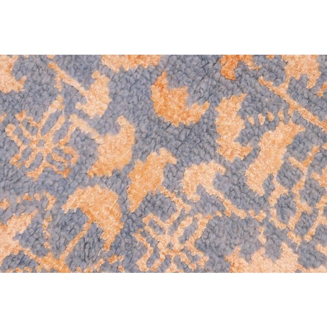 1990s Shabby Chic Modern Lt. Blue/Ivory Wool & Viscose Rug - 8'1 X 10'2 For Sale - Image 9 of 10