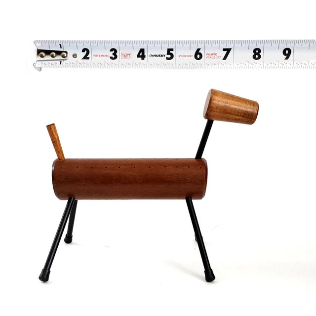 Brown Sculpture Teak Cocktail Pick Holder Dog For Sale - Image 8 of 12