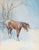 Charming mid century watercolor painting of a horse in winter with a barn in the background by Ernest Smythe...