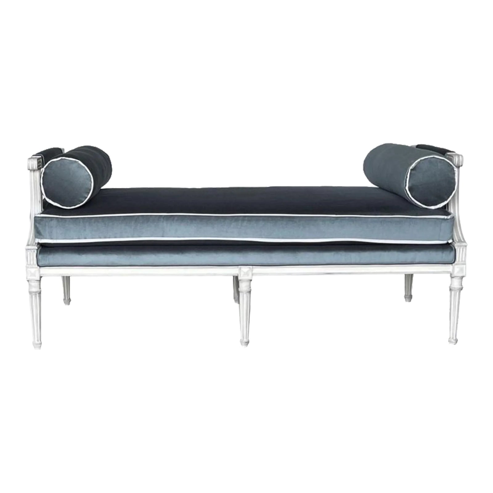 Elegant Louis XVI Style Carved & Painted Wood Bench | Chairish