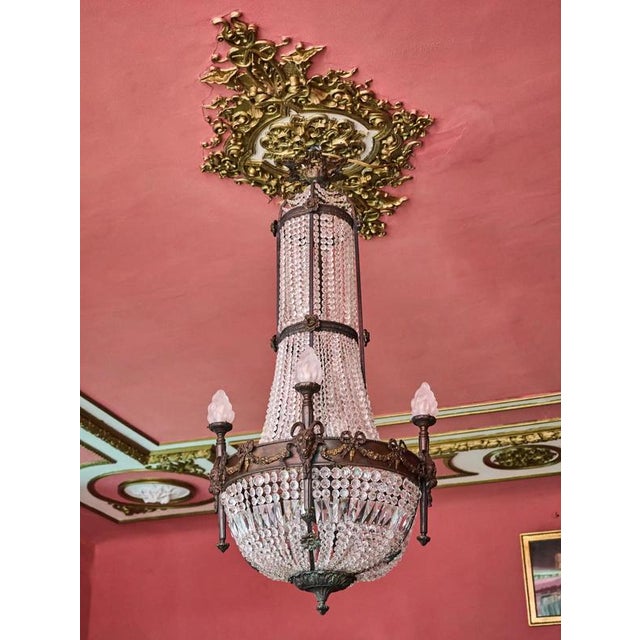 Metal Large Antique Louis XVI Pear Chandelier For Sale - Image 7 of 15