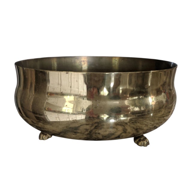 Early 20th Century Vintage Brass Claw Foot Cachepot Planter Bowl For Sale - Image 5 of 7