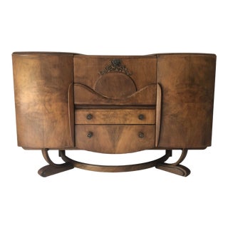 Antique Hollywood Regency Bar/Server Walnut 55x21x35 For Sale