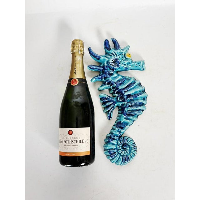 Blue Wall Decoration in Glazed Ceramic, France, 1970 For Sale - Image 3 of 15