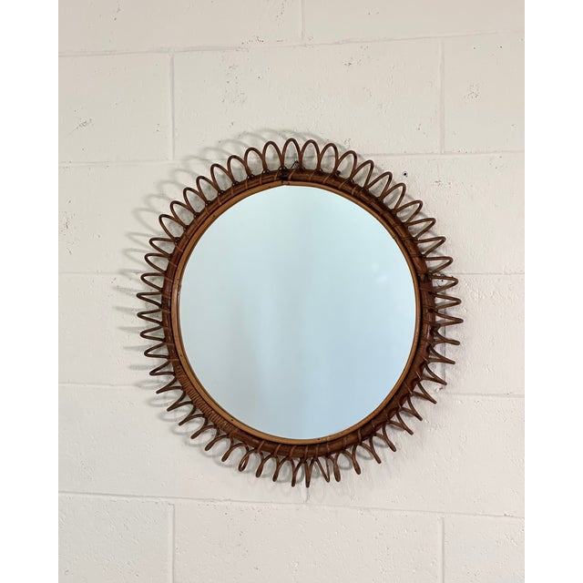 1970s Round Bamboo Mirror, 1970s For Sale - Image 5 of 7