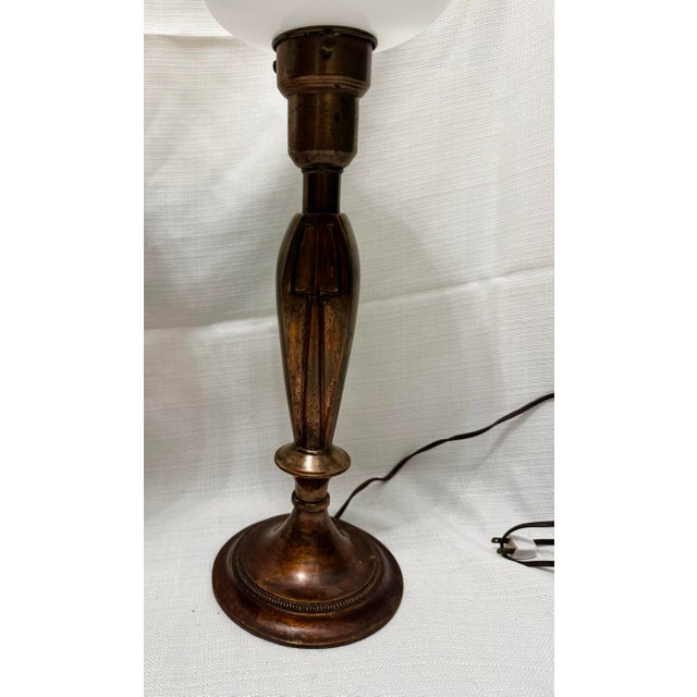 Glass Vintage Colonial-Premier Co. Torchiere Table Lamps With Ribbed Milk Glass Shades - A Pair For Sale - Image 7 of 12