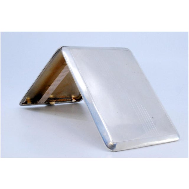 Silver Cigarette Case with Asymmetrical Engravings For Sale - Image 6 of 9