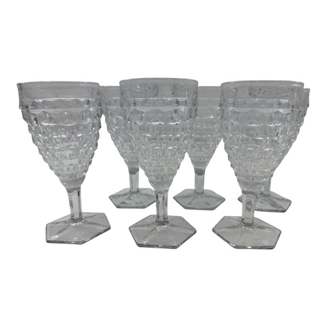 Fostoria Set of 6 American Clear Water Goblets For Sale